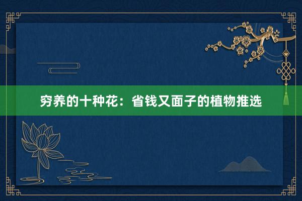 穷养的十种花：省钱又面子的植物推选